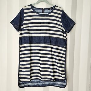 Very J Blue Striped Denim Top